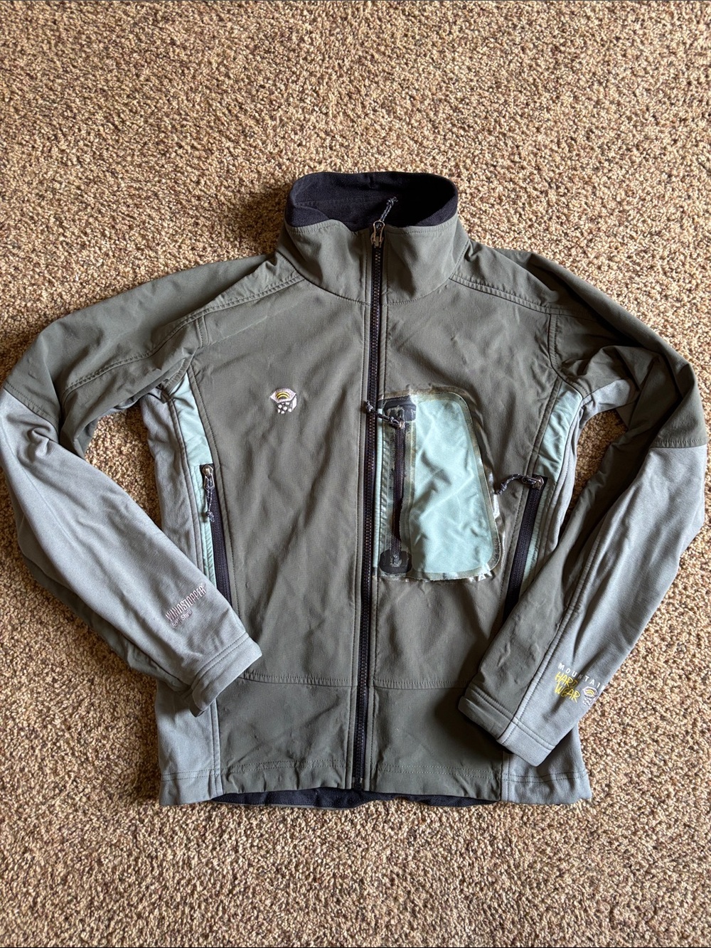 Mountain Hardwear Fleece-Lined Jacket in Charcoal & Gold Logo